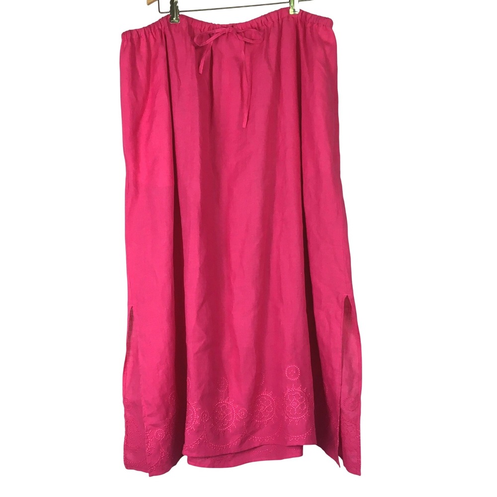 Liz Claiborne Embroidered Linen Maxi Skirt 22W Pink